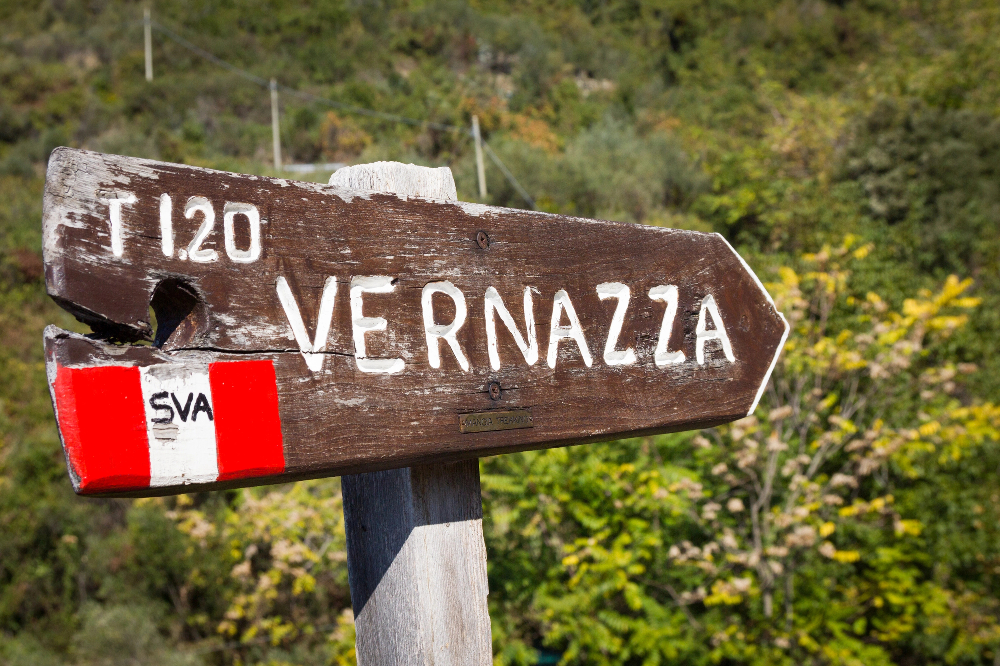 Schild zu den Dörfern von Vernazza